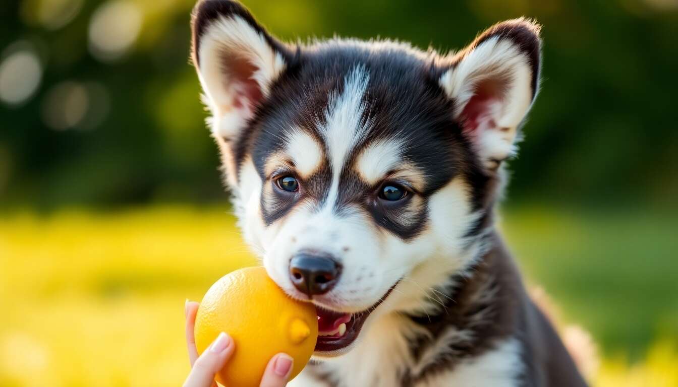 Chiot Husky et citron : une rencontre surprenante à découvrir !