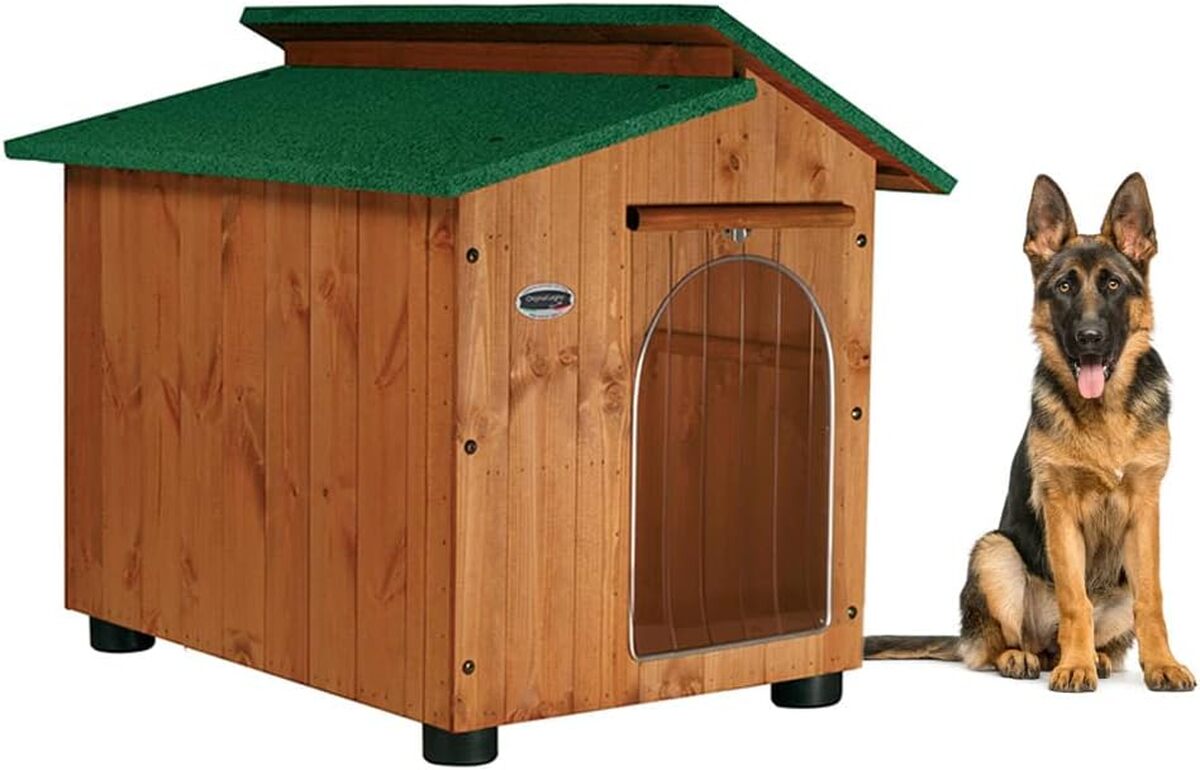 Test de la niche en bois modèle Alpi pour chiens d'extérieur