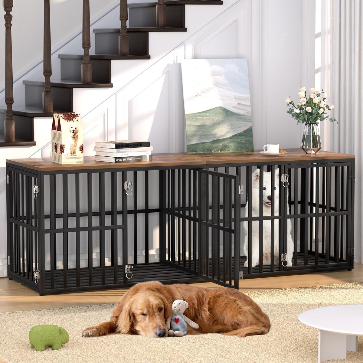 Test : cage double HIDOG en bois pour chiens, noir