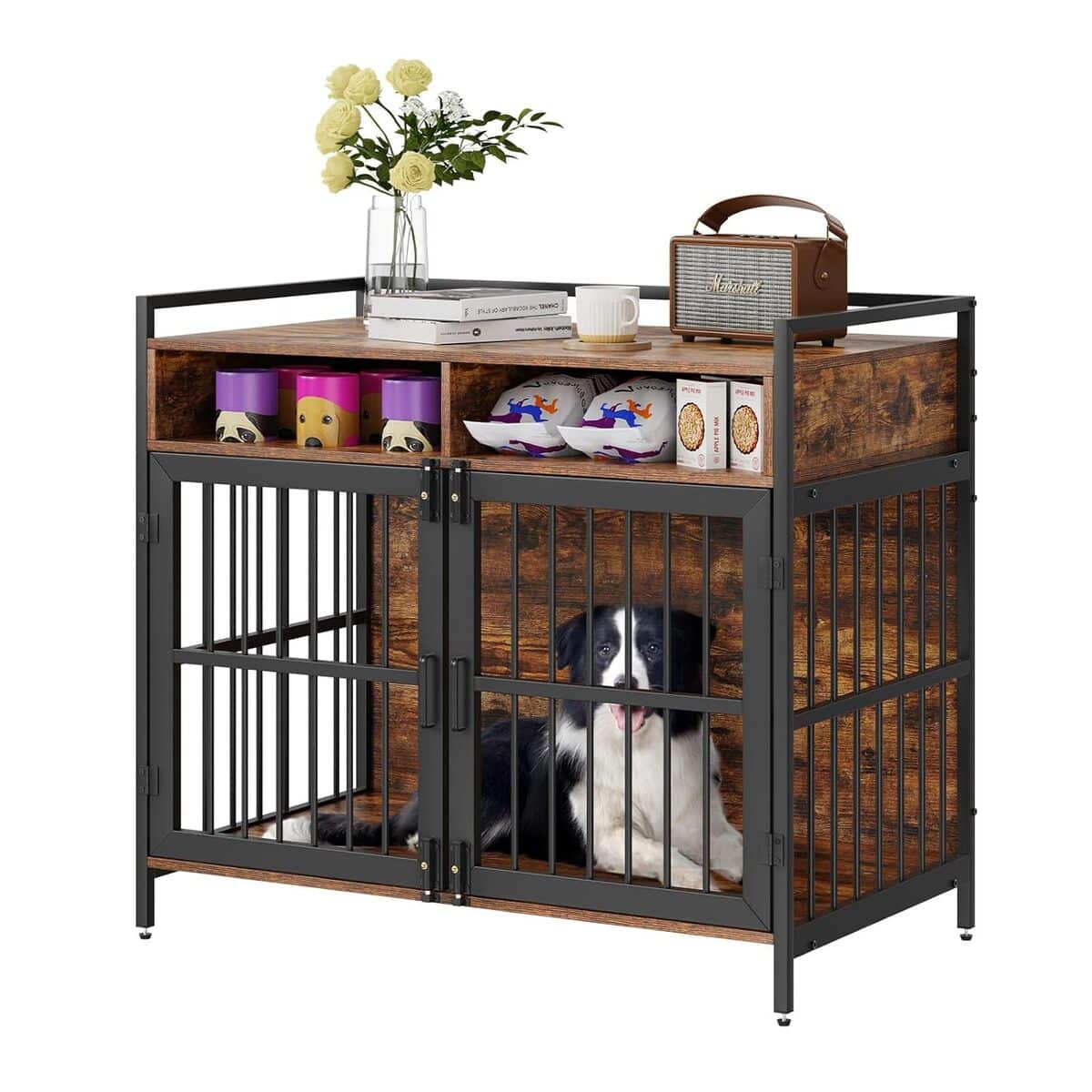 Test : cage pour chien VEVOR en bois moderne avec double porte