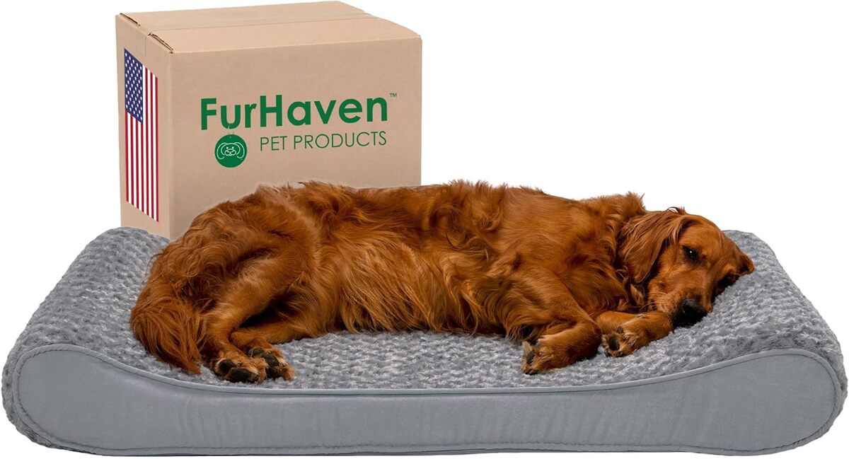 Test du lit orthopédique FurHaven pour grands chiens jusqu'à 34 kg