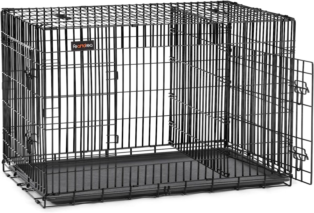 Test Feandrea : cage pour chien avec 2 portes 122 x 74, 5 x 80, 5 cm noir