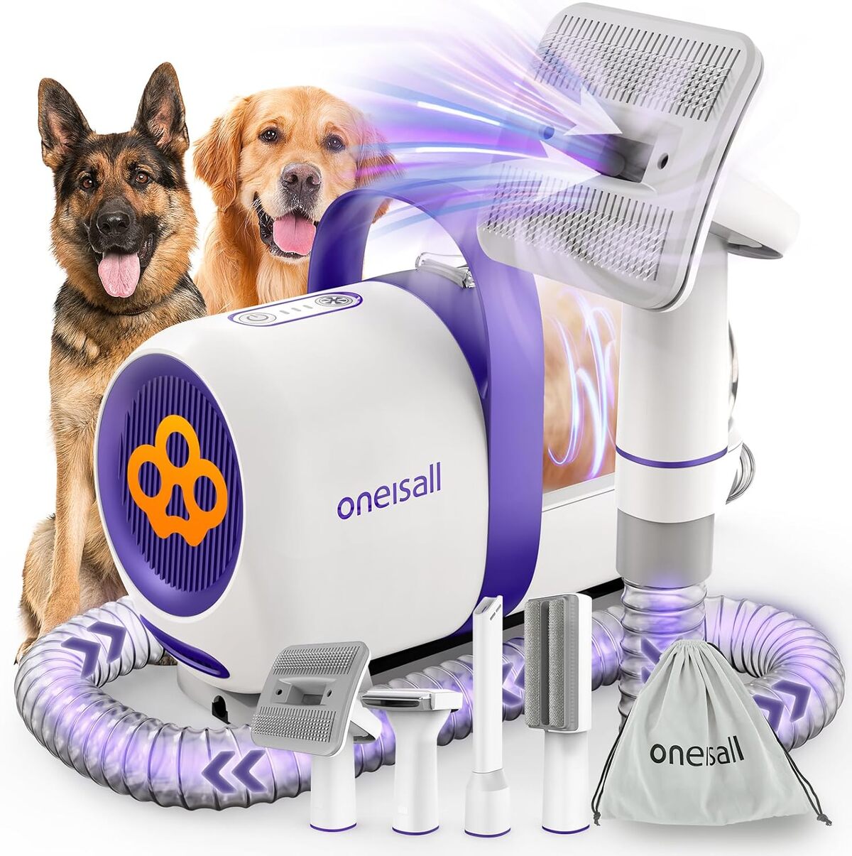 Test : oneisall kit de toilettage pour chien avec aspiration et 4 outils