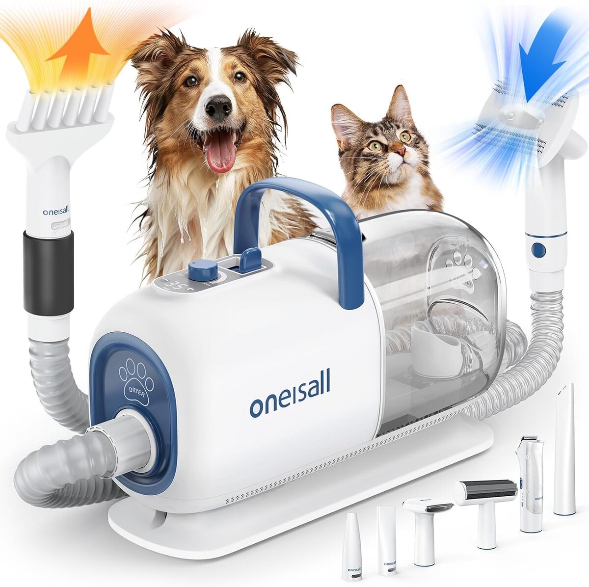 Test : oneisall sèche-cheveux et tondeuse sous vide 15000 Pa pour toilettage canin