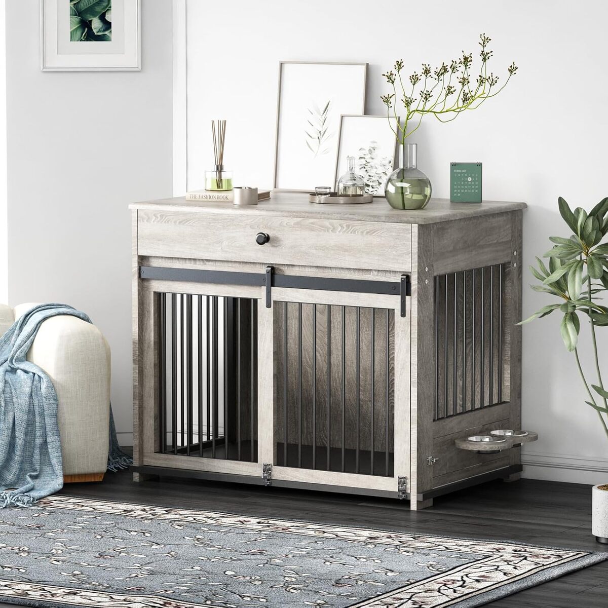 Test : niche DAWNYIELD pour chien grande taille avec gamelle pivotante et portes coulissantes