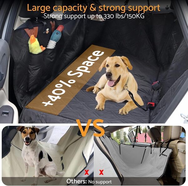 Maxetodo Protège-siège de Voiture pour Chien Protection Voiture Chien avec Fond Dur (capacité de 333LBs),Hoosse imperméable pour Voiture, SUV, Camion antidérapant, résistant aux Rayures