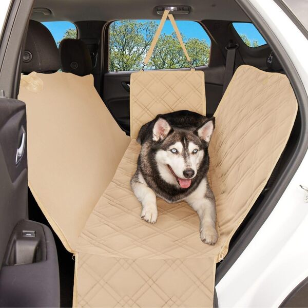 Meadowlark® Housse de siège pour chien voiture Beige universelle Imperméable ! Protection complète banquette arrière vehicule + portières + 2 appuis-tête. Couverture pour animaux de qualité supérieure !