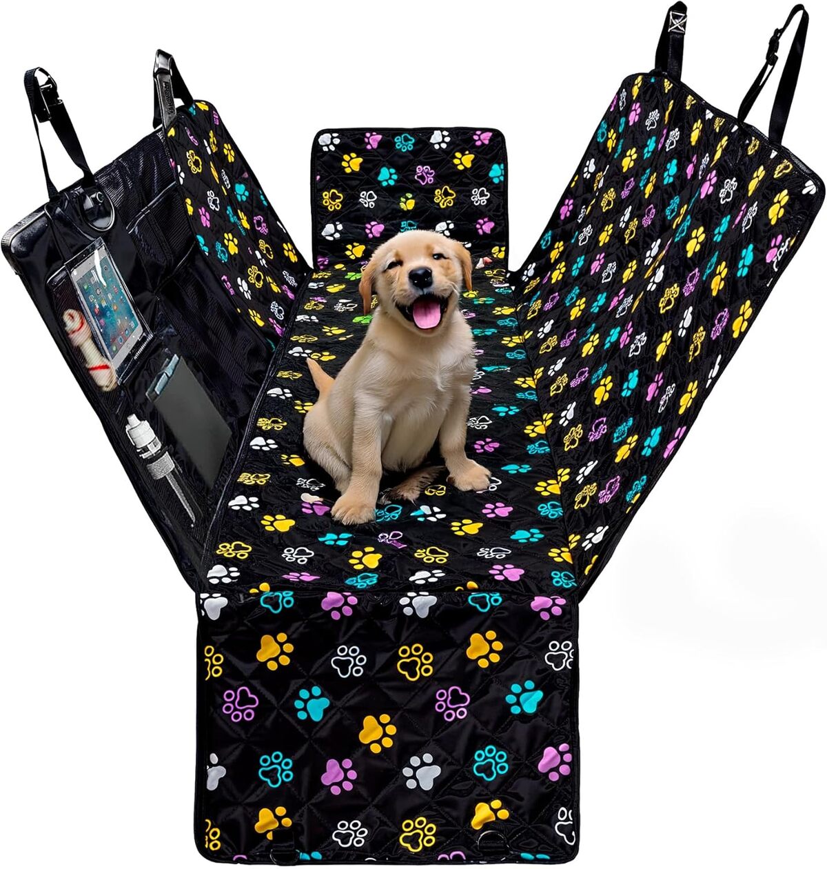 Test de la housse de siège imperméable pour chien - motif empreintes