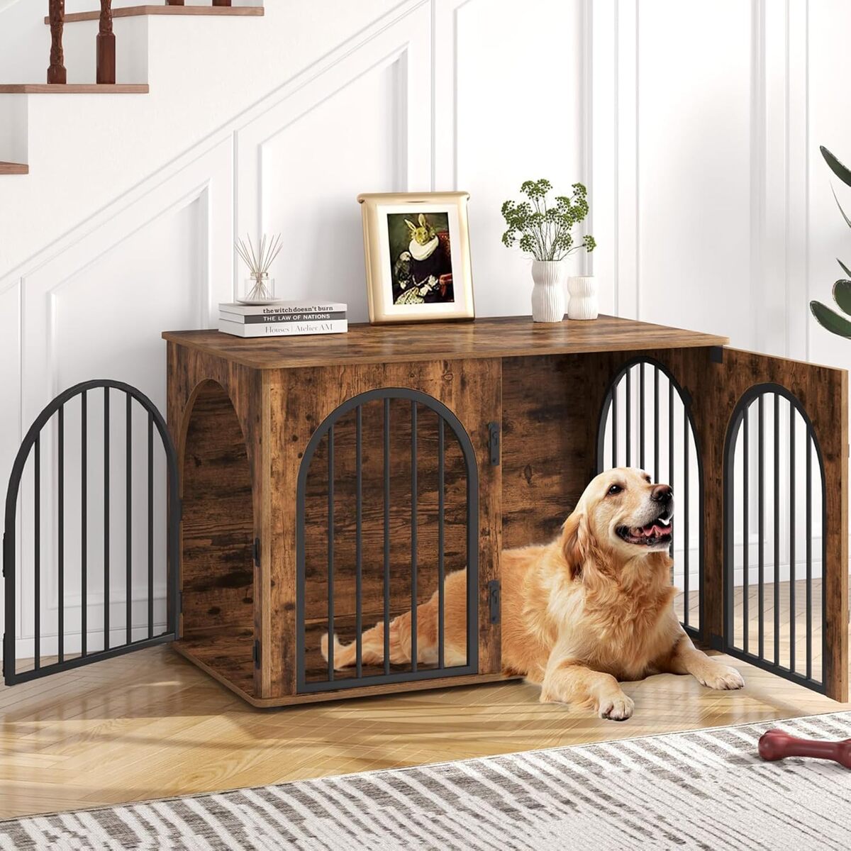 Test : cage pour chiens Hzuaneri 100cm, table d'appoint et niche moderne intérieure