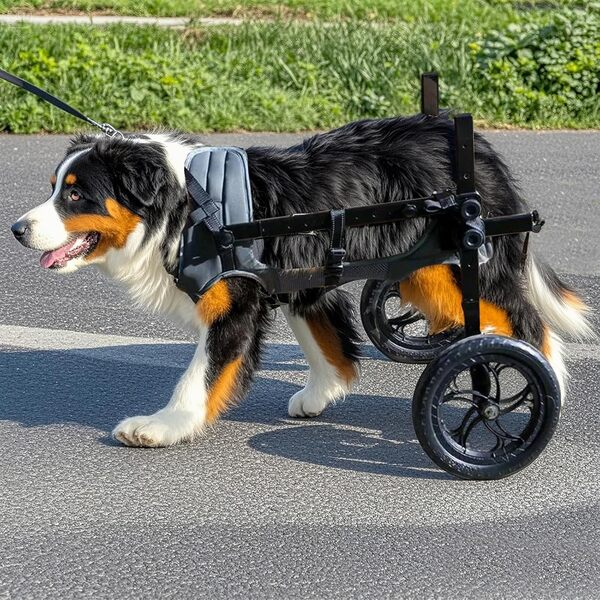 UIQELYS Fauteuil roulant pour pattes arrière pour petit chien, chat, animaux de compagnie, fauteuil roulant léger avec handicapés/vieilles pattes arrière, fauteuil roulant réglable pour chiens (gris