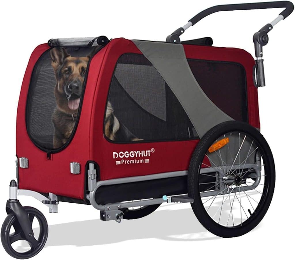 Test : remorque vélo/poussette Doggyhut pour chiens jusqu'à 45, 4 kg (rouge, xL)
