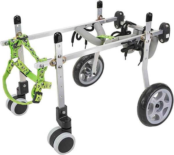 Chariot Chien Handicapé Fauteuil Roulant pour Chat Xxs/xs/s pour Pattes Arrière, Aides à La Mobilité pour Chien à Quatre Roues pour La Rééducation de L'arthrite, Chariot Portable pour Attelle de Jambe