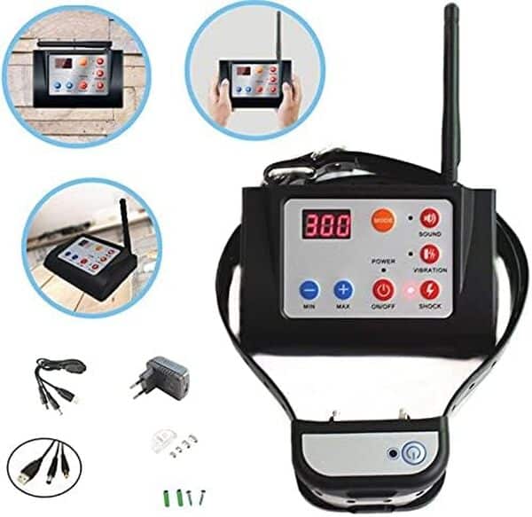 N-X Système de clôture électronique sans Fil 2 en 1 pour Chien et Collier de Dressage pour Chien Formation par Vibration de Choc et Fonction de clôture pour 2 Chiens