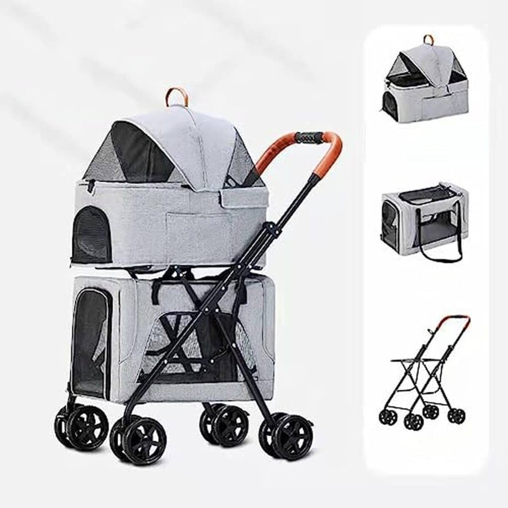 Test de la poussette MegLob Cat à deux jumeaux pliables pour chiens et animaux de compagnie